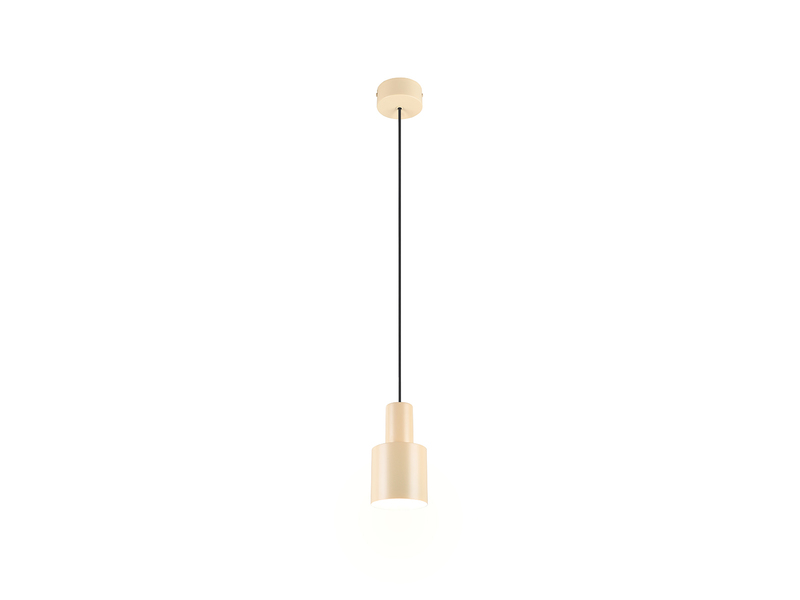 Kleine Pendelleuchte mit Metall Lampenschirm Beige mit E27 LED, Ø 12cm