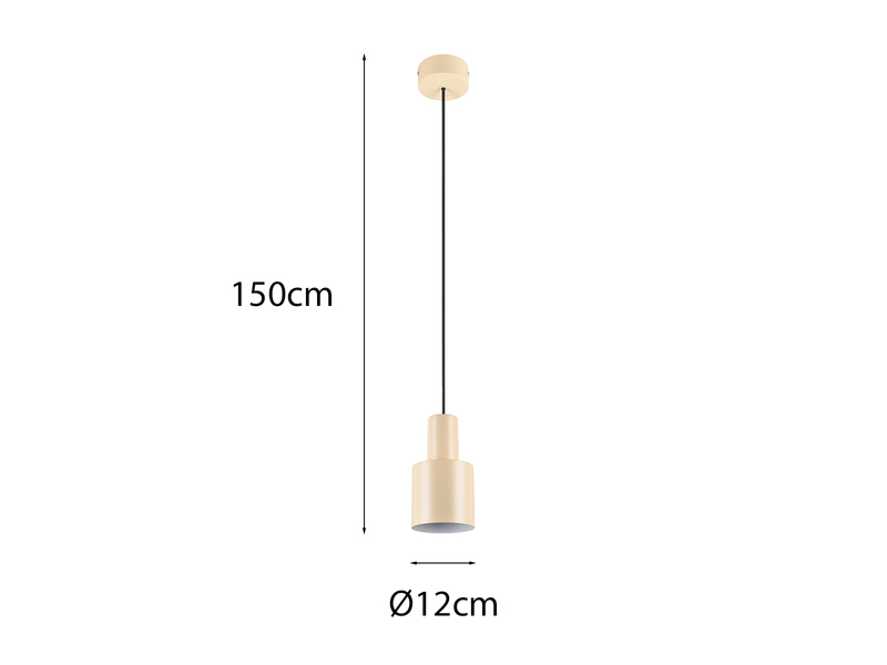 Kleine Pendelleuchte mit Metall Lampenschirm Beige mit E27 LED, Ø 12cm