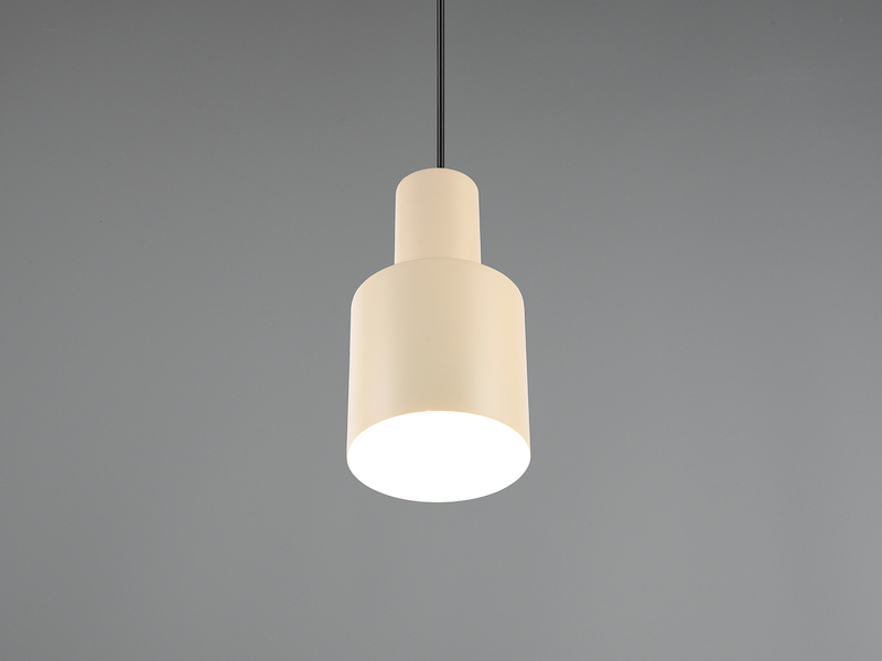 Kleine Pendelleuchte mit Metall Lampenschirm Beige mit E27 LED, Ø 12cm