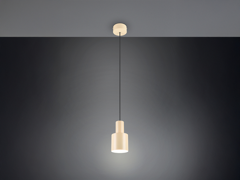 Kleine Pendelleuchte mit Metall Lampenschirm Beige mit E27 LED, Ø 12cm