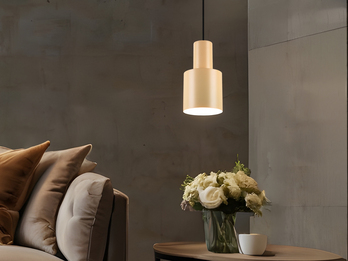 Kleine Pendelleuchte mit Metall Lampenschirm Beige mit E27 LED, Ø 12cm Kleine Pendelleuchte mit Metall Lampenschirm Beige mit E27 LED, Ø 12cm