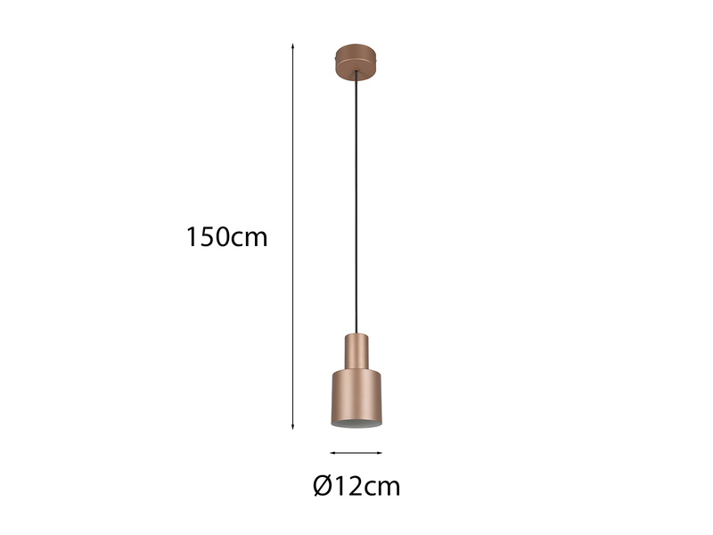 Kleine Pendelleuchte mit Metall Lampenschirm Coffee mit E27 LED, Ø 12cm
