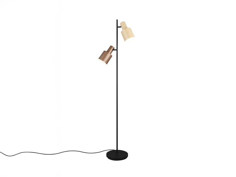 Stehleuchte aus Metall mit 2 schwenkbaren farbigen Spots & E27 LED, Höhe 161cm
