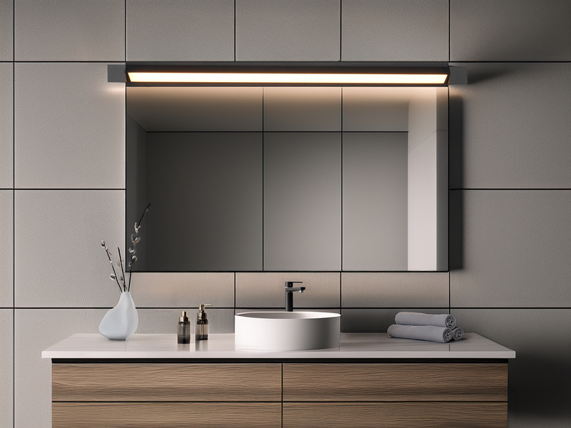 Dimmbare LED Bad Spiegelleuchte FABRIZIO schwenkbar, Schwarz Breite 80cm