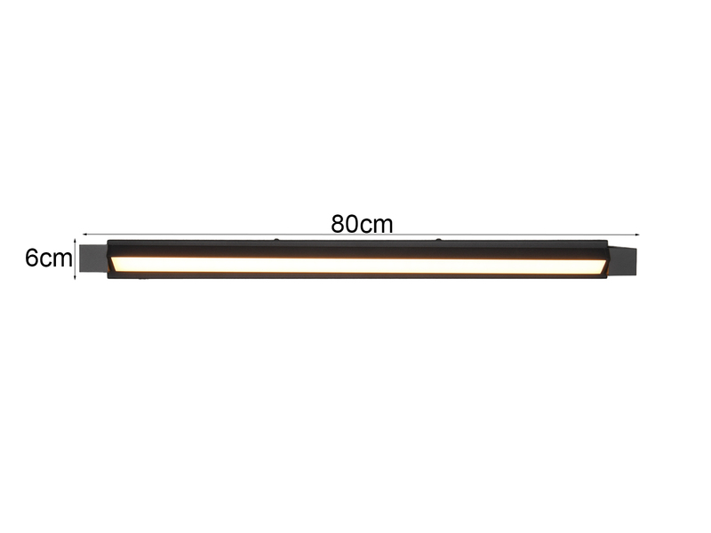Dimmbare LED Bad Spiegelleuchte FABRIZIO schwenkbar, Schwarz Breite 80cm