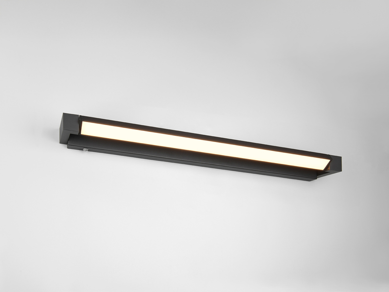 Dimmbare LED Bad Spiegelleuchte FABRIZIO schwenkbar, Schwarz Breite 80cm