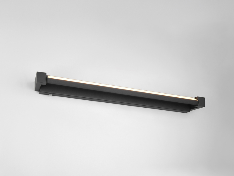 Dimmbare LED Bad Spiegelleuchte FABRIZIO schwenkbar, Schwarz Breite 80cm