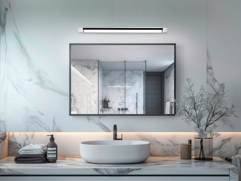 Dimmbare LED Bad Spiegelleuchte FABRIZIO schwenkbar, Chrom Breite 80cm