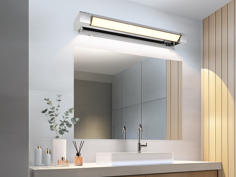 Dimmbare LED Bad Spiegelleuchte FABRIZIO schwenkbar, Chrom Breite 50cm