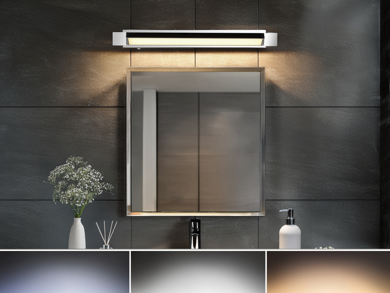 Dimmbare LED Bad Spiegelleuchte FABRIZIO schwenkbar, Chrom Breite 50cm