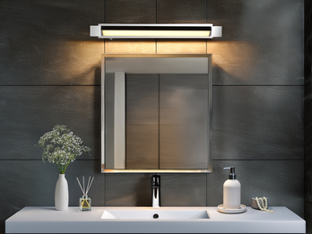 Dimmbare LED Bad Spiegelleuchte FABRIZIO schwenkbar, Chrom Breite 50cm