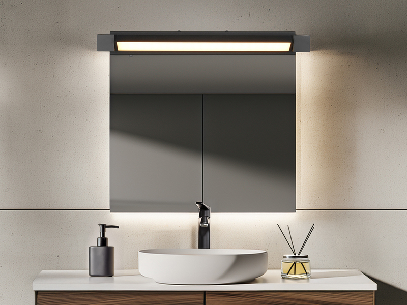 Dimmbare LED Bad Spiegelleuchte FABRIZIO schwenkbar, Schwarz Breite 50cm