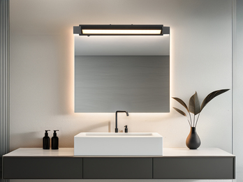 Dimmbare LED Bad Spiegelleuchte FABRIZIO schwenkbar, Schwarz Breite 50cm