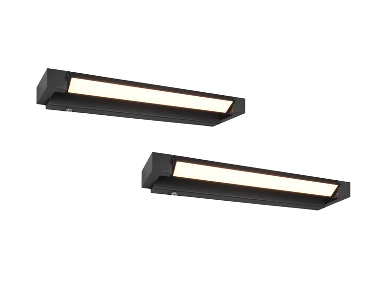 2er SET dimmbare LED Bad Spiegelleuchten schwenkbar, Schwarz Breite 50cm