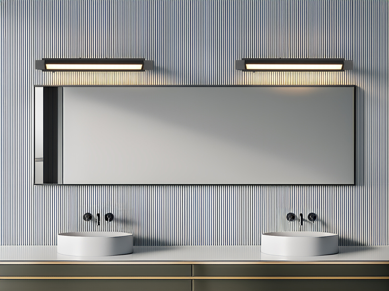 2er SET dimmbare LED Bad Spiegelleuchten schwenkbar, Schwarz Breite 50cm