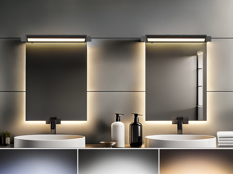 2er SET dimmbare LED Bad Spiegelleuchten schwenkbar, Schwarz Breite 50cm
