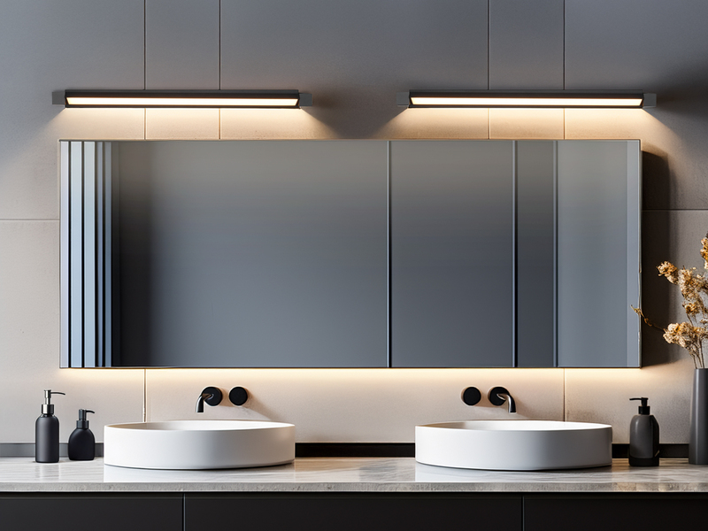 2er SET dimmbare LED Bad Spiegelleuchten schwenkbar, Schwarz Breite 80cm