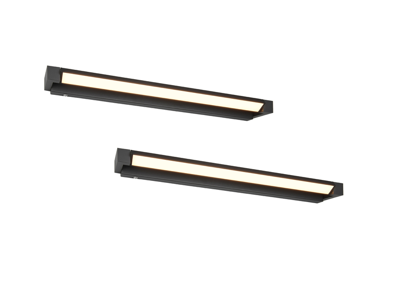 2er SET dimmbare LED Bad Spiegelleuchten schwenkbar, Schwarz Breite 80cm