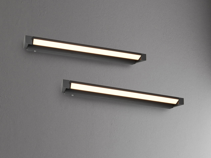 2er SET dimmbare LED Bad Spiegelleuchten schwenkbar, Schwarz Breite 80cm