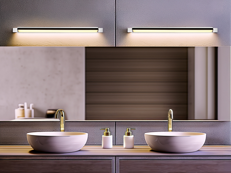 2er SET dimmbare LED Bad Spiegelleuchten schwenkbar, Chrom Breite 80cm
