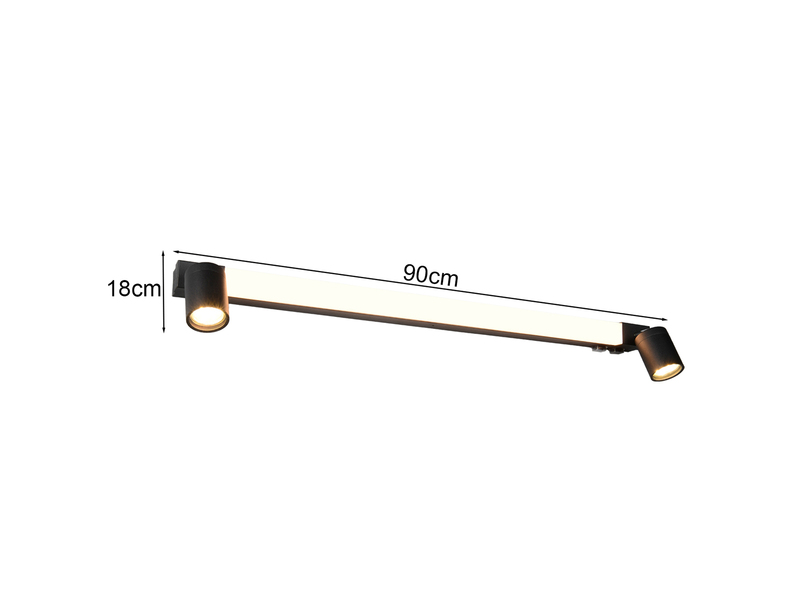 LED Bad Spiegelleuchte ENRICO mit Schalter und 2 Strahlern Schwarz Breite 90cm