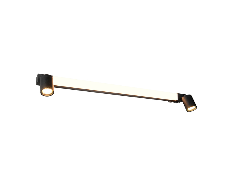 LED Bad Spiegelleuchte ENRICO mit Schalter und 2 Strahlern Schwarz Breite 90cm