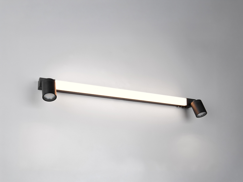 LED Bad Spiegelleuchte ENRICO mit Schalter und 2 Strahlern Schwarz Breite 90cm