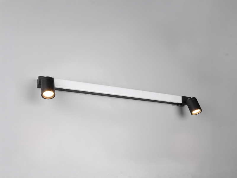 LED Bad Spiegelleuchte ENRICO mit Schalter und 2 Strahlern Schwarz Breite 90cm