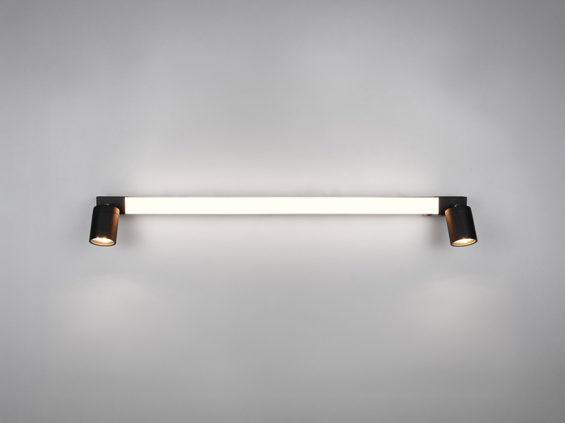 LED Bad Spiegelleuchte ENRICO mit Schalter und 2 Strahlern Schwarz Breite 90cm