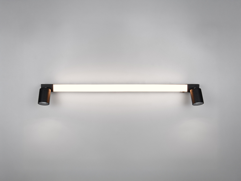 LED Bad Spiegelleuchte ENRICO mit Schalter und 2 Strahlern Schwarz Breite 90cm