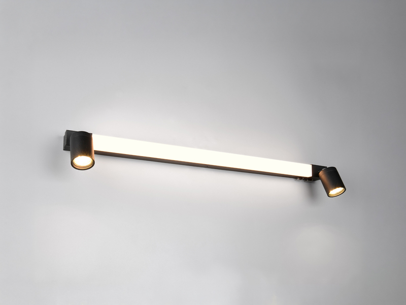 LED Bad Spiegelleuchte ENRICO mit Schalter und 2 Strahlern Schwarz Breite 90cm