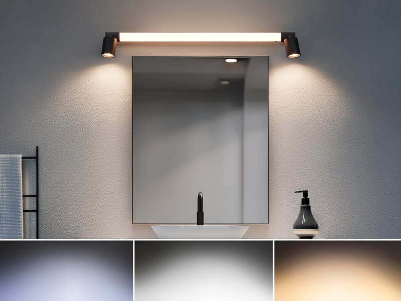 LED Bad Spiegelleuchte ENRICO mit 2 Strahlern & Schalter, Schwarz B: 90cm