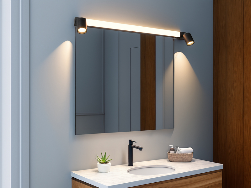 LED Bad Spiegelleuchte ENRICO mit Schalter und 2 Strahlern Schwarz Breite 90cm
