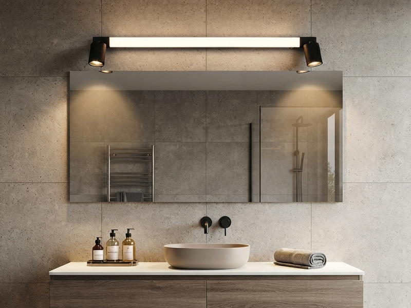 LED Bad Spiegelleuchte ENRICO mit Schalter und 2 Strahlern Schwarz Breite 90cm