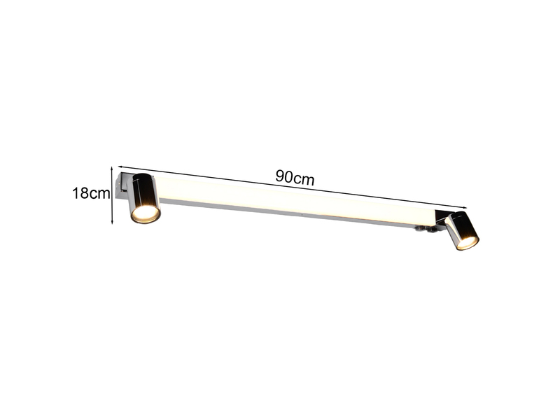 LED Bad Spiegelleuchte ENRICO mit Schalter und 2 Strahlern Chrom, Breite 90cm