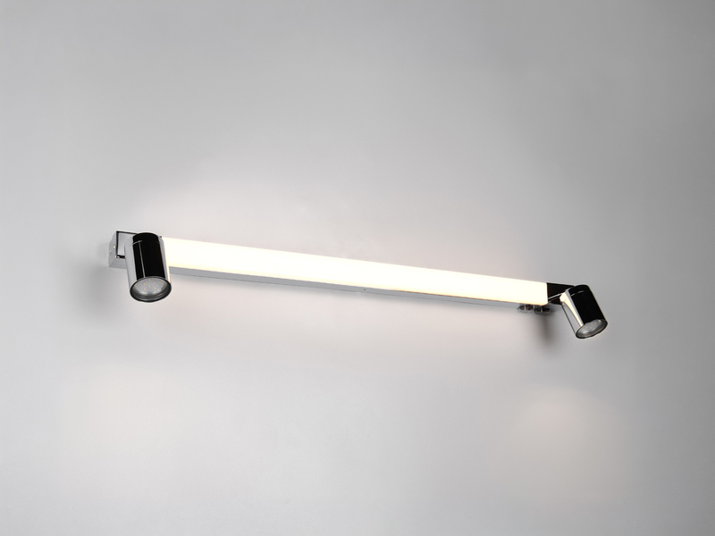 LED Bad Spiegelleuchte ENRICO mit Schalter und 2 Strahlern Chrom, Breite 90cm