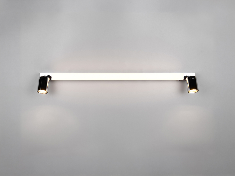 LED Bad Spiegelleuchte ENRICO mit Schalter und 2 Strahlern Chrom, Breite 90cm