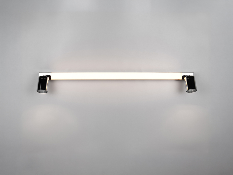 LED Bad Spiegelleuchte ENRICO mit Schalter und 2 Strahlern Chrom, Breite 90cm