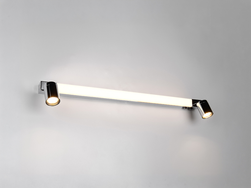 LED Bad Spiegelleuchte ENRICO mit Schalter und 2 Strahlern Chrom, Breite 90cm