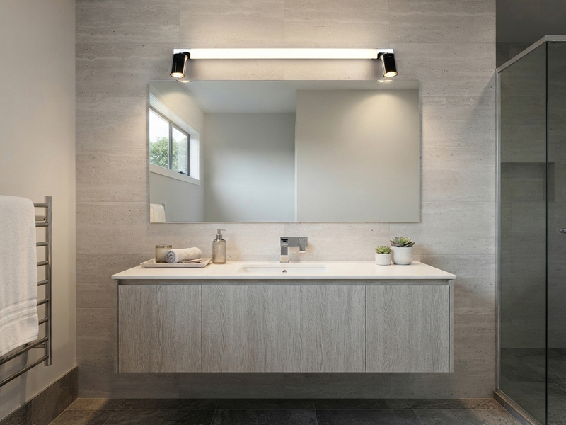LED Bad Spiegelleuchte ENRICO mit Schalter und 2 Strahlern Chrom, Breite 90cm