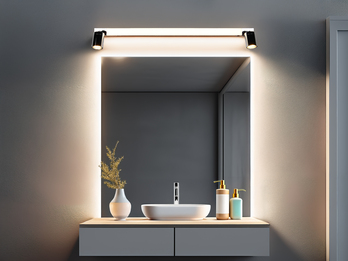 LED Bad Spiegelleuchte ENRICO mit Schalter und 2 Strahlern Chrom, Breite 90cm