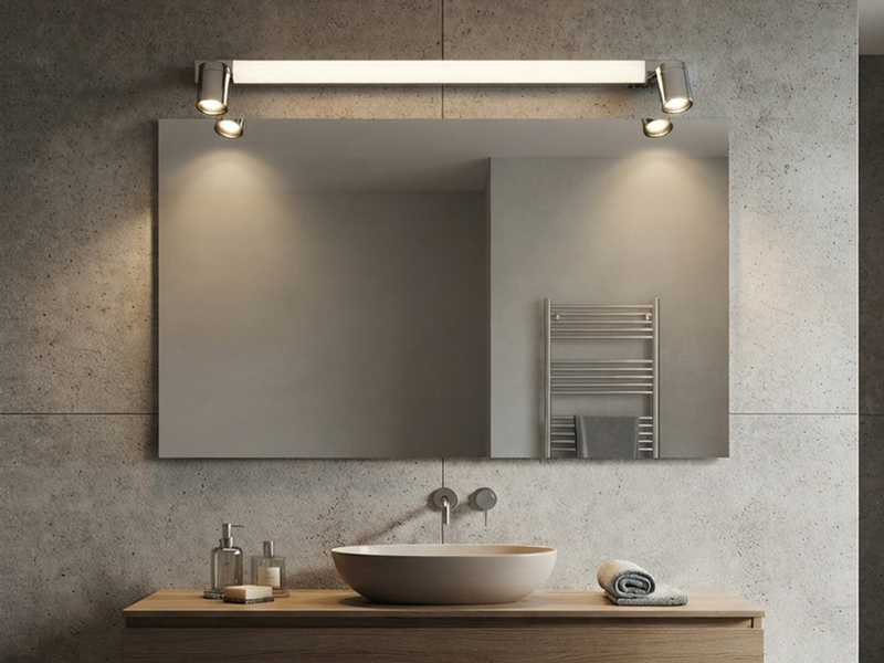 LED Bad Spiegelleuchte ENRICO mit Schalter und 2 Strahlern Chrom, Breite 90cm