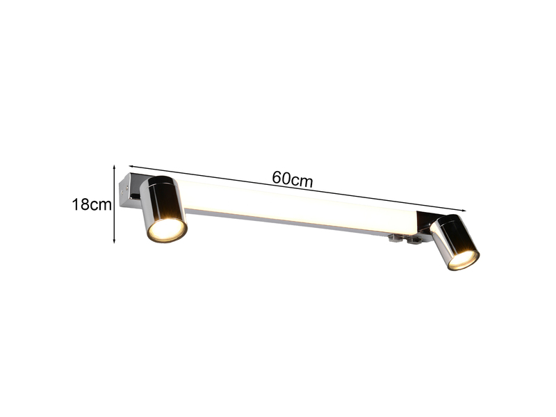 LED Bad Spiegelleuchte ENRICO mit Schalter und 2 Strahlern Chrom, Breite 60cm