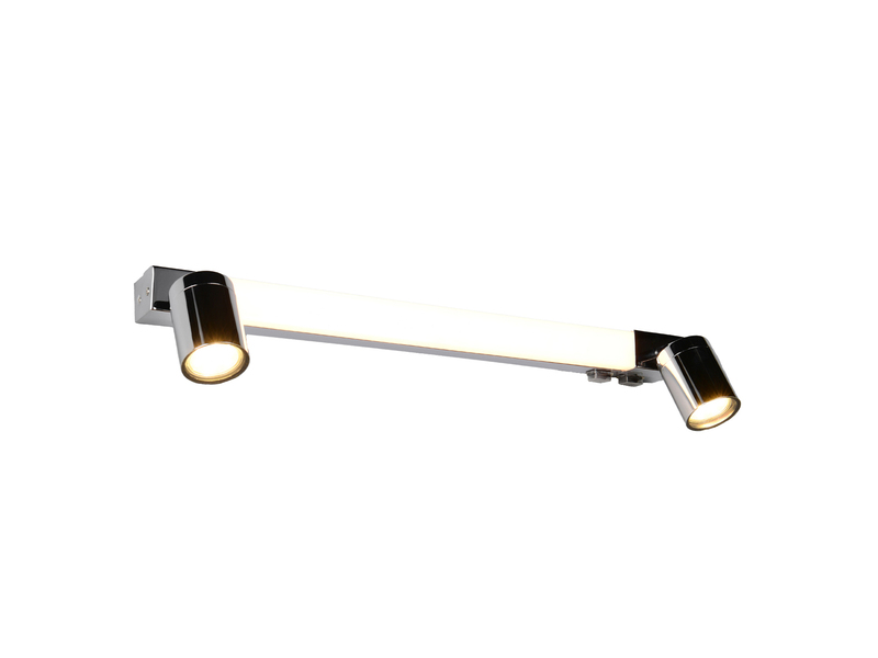 LED Bad Spiegelleuchte ENRICO mit Schalter und 2 Strahlern Chrom, Breite 60cm
