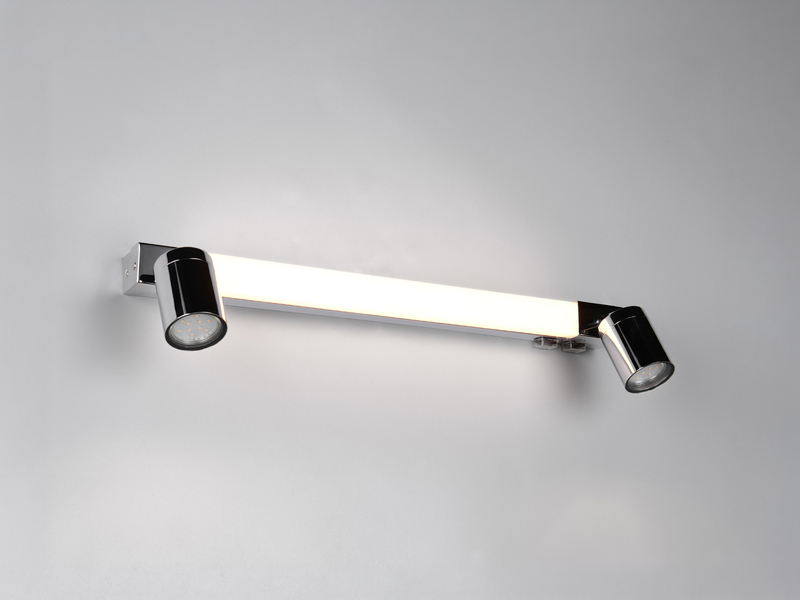 LED Bad Spiegelleuchte ENRICO mit Schalter und 2 Strahlern Chrom, Breite 60cm