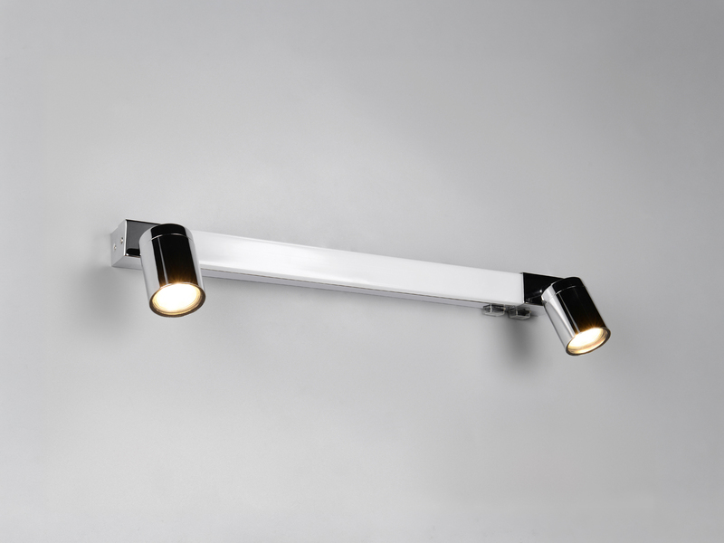 LED Bad Spiegelleuchte ENRICO mit Schalter und 2 Strahlern Chrom, Breite 60cm