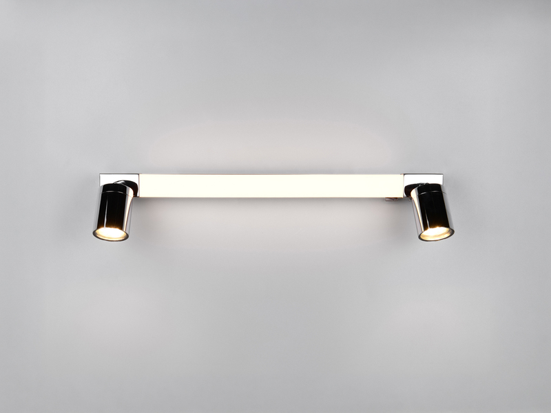 LED Bad Spiegelleuchte ENRICO mit Schalter und 2 Strahlern Chrom, Breite 60cm
