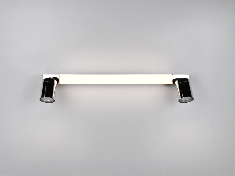 LED Bad Spiegelleuchte ENRICO mit Schalter und 2 Strahlern Chrom, Breite 60cm