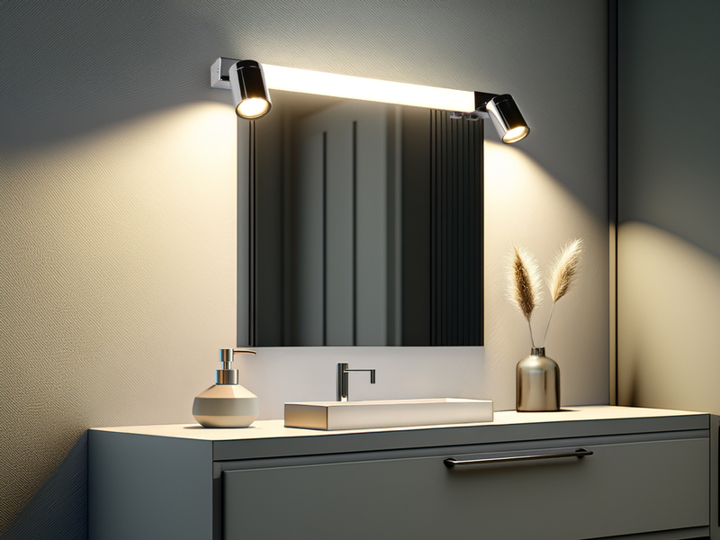 LED Bad Spiegelleuchte ENRICO mit Schalter und 2 Strahlern Chrom, Breite 60cm