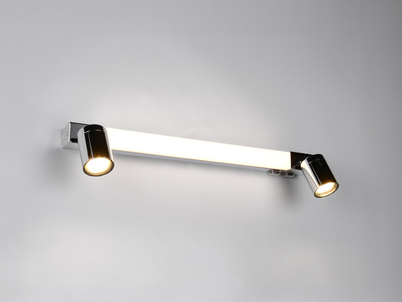 LED Bad Spiegelleuchte ENRICO mit Schalter und 2 Strahlern Chrom, Breite 60cm